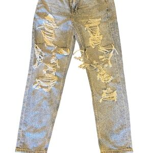 NWT Distressed American Eagle Mom Jean Regular High Rise Size 4 27 X 27